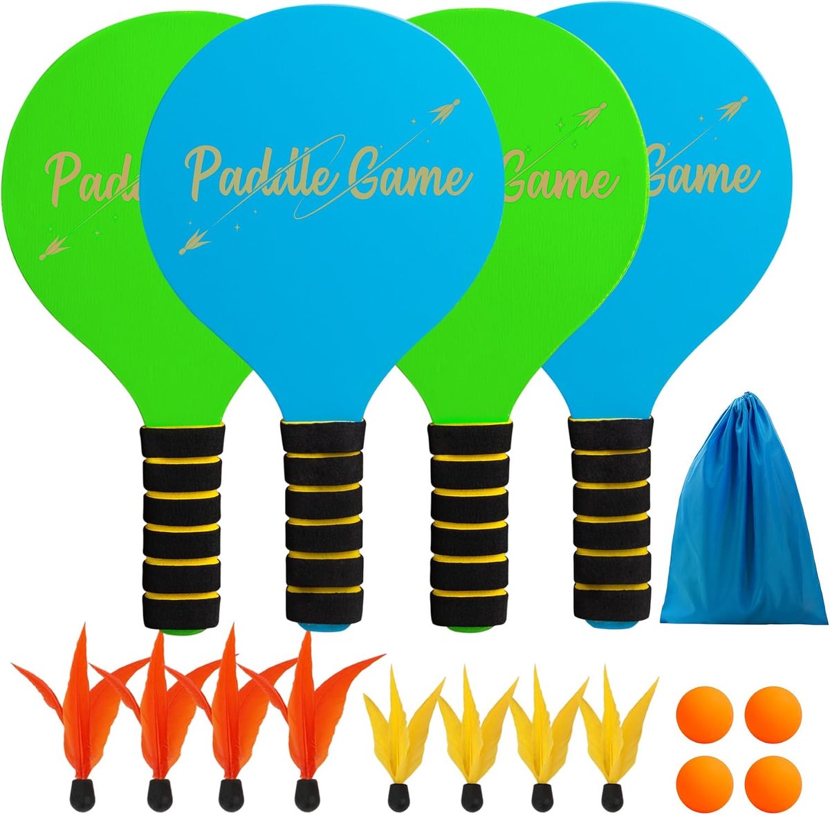 Planet Beachballenset, houten paddlebal, strandspellen voor kinderen en