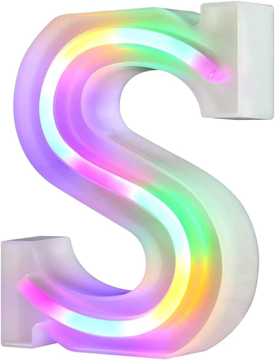 Neonletters voor muur, verjaardag, feest, Kerstmis, bruiloftsdecoratie, kleurrijke letters (S)