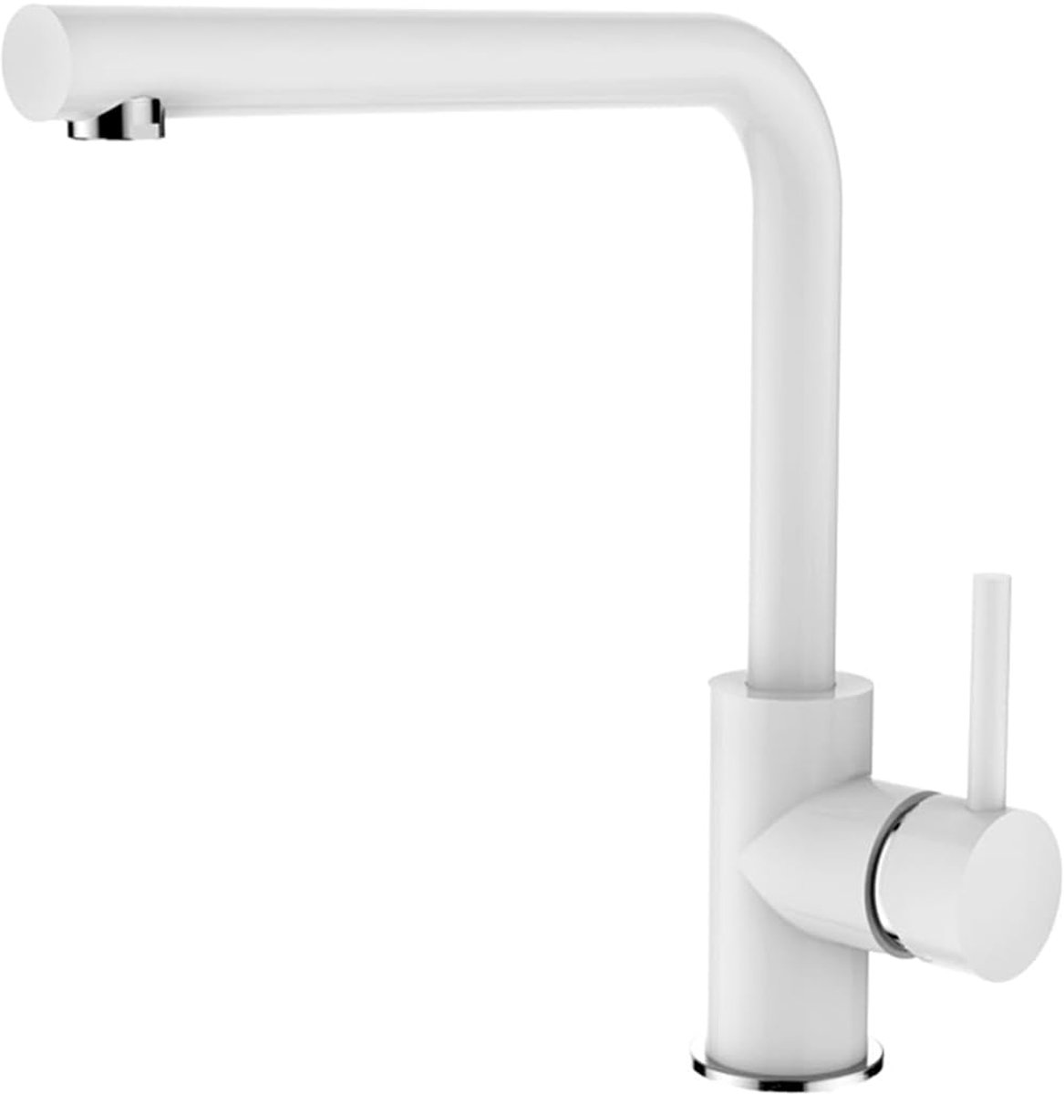 Eengreepsmengkraan voor gootsteen, modern en elegant design, keramische cartouche, 35 mm, wit