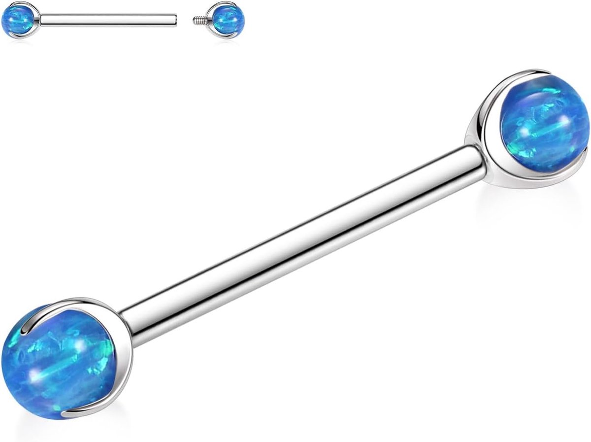 14G tepel- en tongpiercings, G23 titanium tepelpiercings, rechte barbells, tepel- en tongpiercing van 12-18 mm