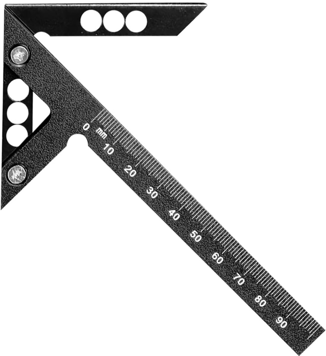 middenlijnmarkering, 45/90 graden centreerhoek van aluminiumlegering, metrisch meetgereedschap voor hout, middenzoeker, liniaal (zwart)