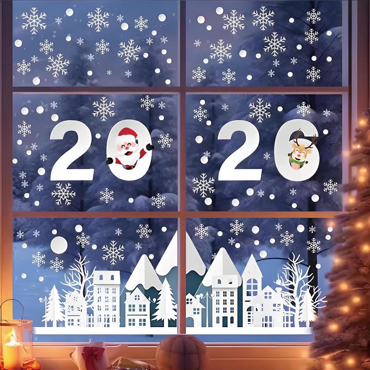 Raamstickers voor Kerstmis, zelfklevende raamdecoratie, Kerstmis, sneeuwvlokken, statische raamafbeelding, herbruikbaar, pvc, raamstickers voor winter, kerst, raamdecoratie
