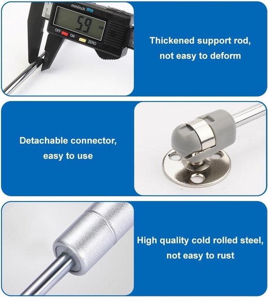 Hydraulische gasveer set van 4 stuks, 200 N/20 kg, inclusief ventielbevestigingen voor optimale ondersteuning — afbeelding 2