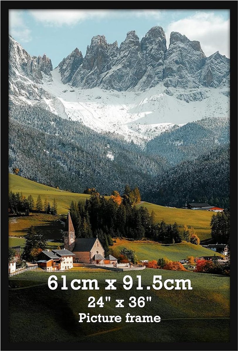 60x90 cm van Zwart Aluminium, Muurlijst (Liggend en Staand Ophangbaar), voor Foto's, Posters en Kunstwerken, 1 Stuk