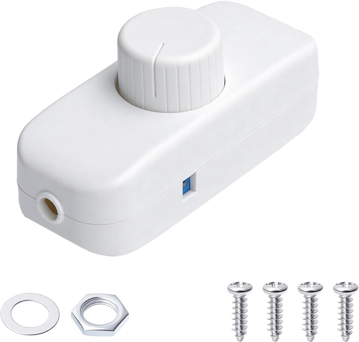 Witte led-draaidimmer 230 V AC 220-240 V/50 Hz snoerdimmer voor dimbare ledlampen en gloeilampen 3-100 W wit