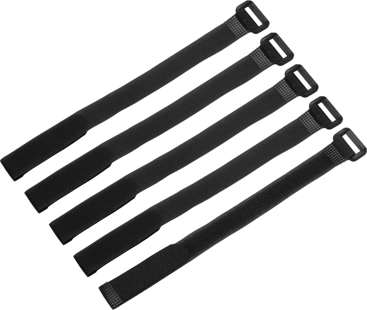 5 stuks herbruikbare batterijbevestigingsriemen, 25 mm x 30 cm, nylon, multifunctioneel, verstelbare batterijhouder, spanriem, zwart