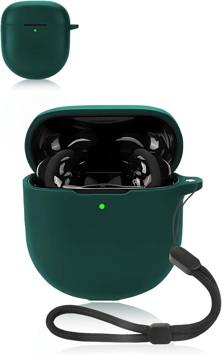 Beschermhoes voor Bose QuietComfort Earbuds II, zachte siliconen hoes met waterdicht, schokbestendig en krasbestendig, ideaal voor dagelijkse bescherming, groen