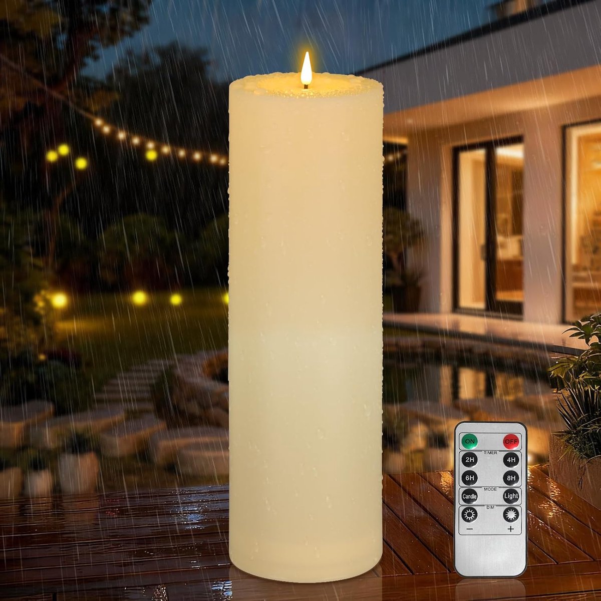10 cm x 30 cm, grote led-kaarsen, vlamloos, voor buiten, waterdicht, valse led-kaarsen, flikkerende vlam, ivoorwit, met timerfunctie, afstandsbediening, batterij van meer dan 500 uur