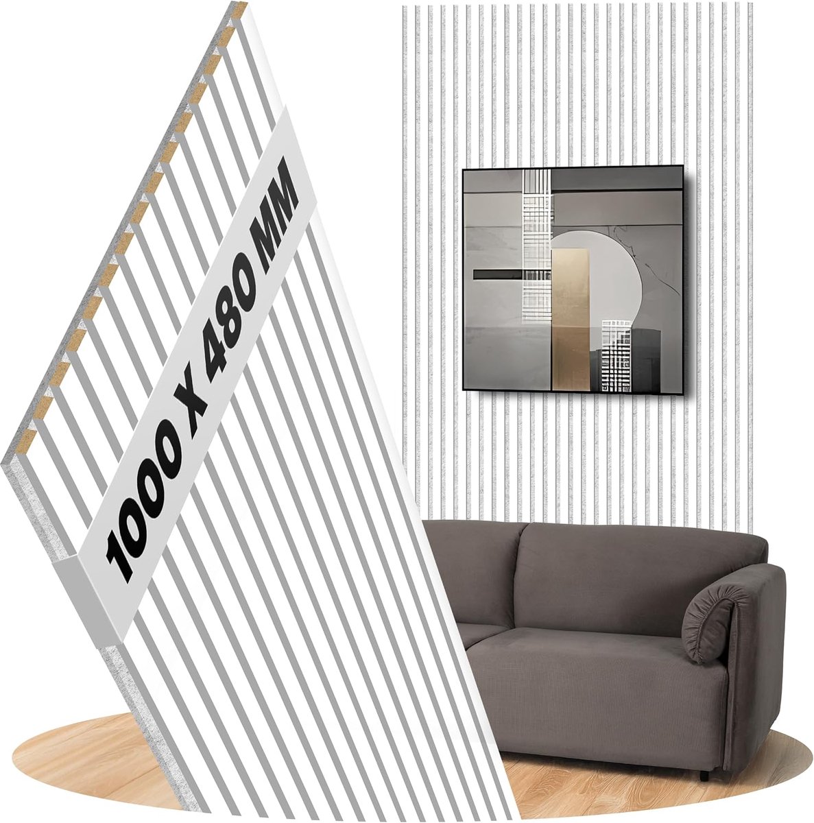 panelen Wintereik wandpanelen Vilt zwart, Oppervlak: Echt hout Formaat: 1000 x 480 mm - Akoestische panelen als wandbekleding van hout - Lamelbreedte: 27 mm (Wintereik)