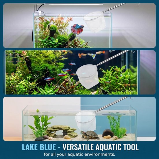 3 stuks aquarium garnalennet telescopisch roestvrij staal handvat fijnmazig mini schepnet wit — afbeelding 5