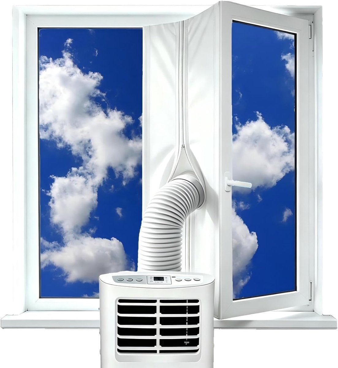 Vensterafdichting voor mobiele airconditioners, waterdichte witte airconditioner raamafdichting gebruikt voor hete luchtstop, werkt met draagbare airconditioner en wasdroger (400cm)
