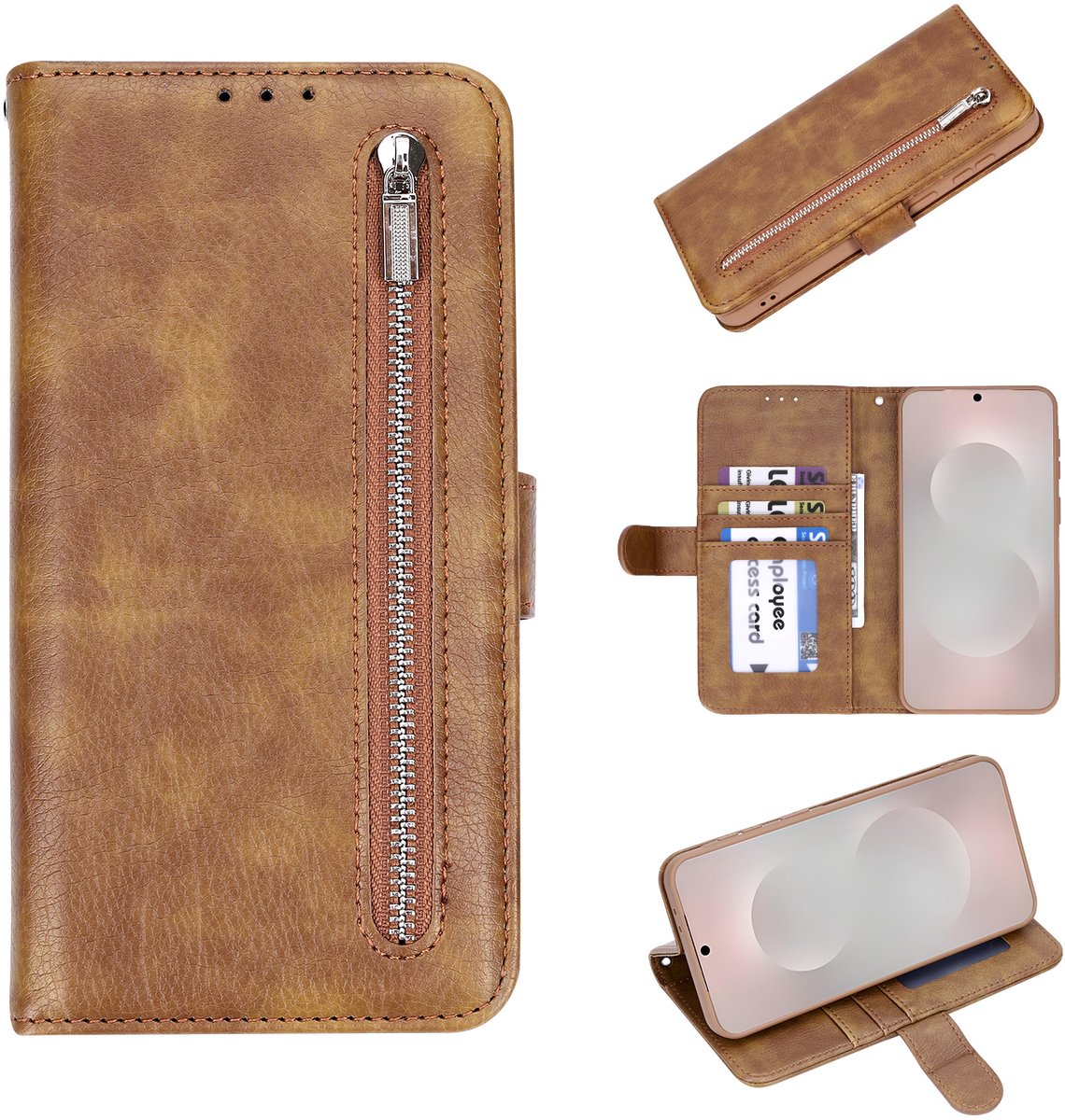 Casemania Hoesje Geschikt voor Apple iPhone 18 Pro - Bruin - Luxe Portemonnee Book Case met Rits
