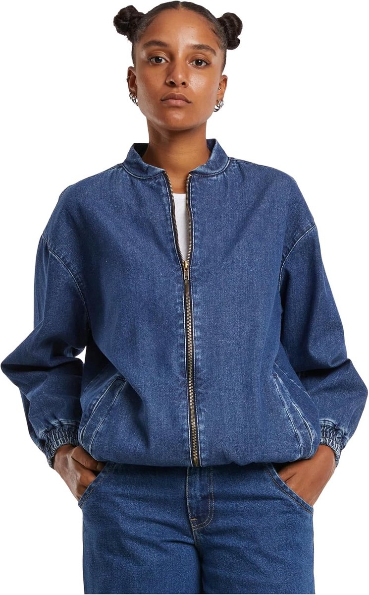 Classics Oversized skaterjack voor dames, oversized jeansjack voor dames, maten XS - 5XL, Mid Deep Blue Washed, L