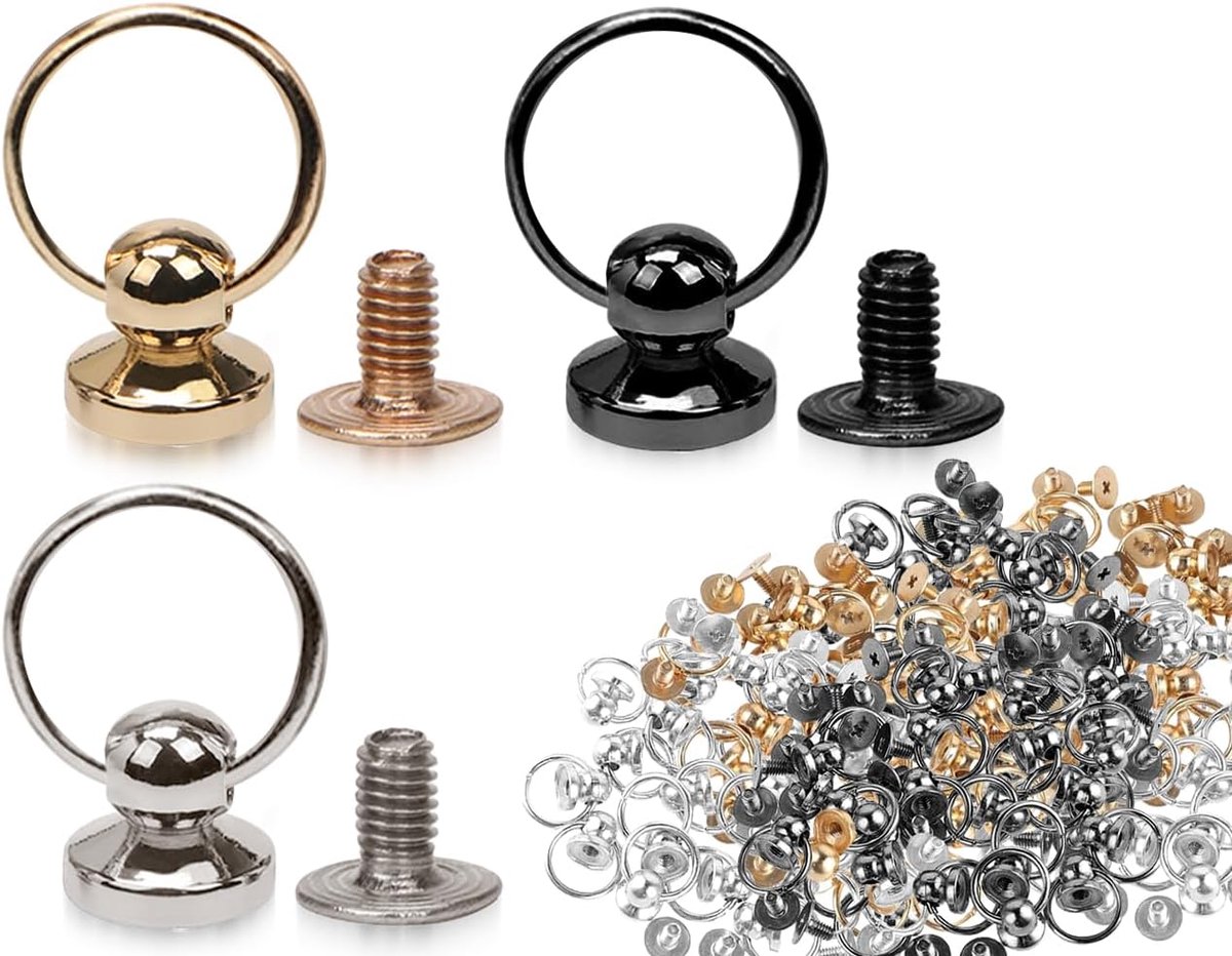 Dailygoods- Klinknagels 24 stuks - O-ring Schroefklinknagels - Drukknopklinknagels - Boutschroeven - 6 mm Kop - Multifunctioneel voor Lederwaren/Kledi