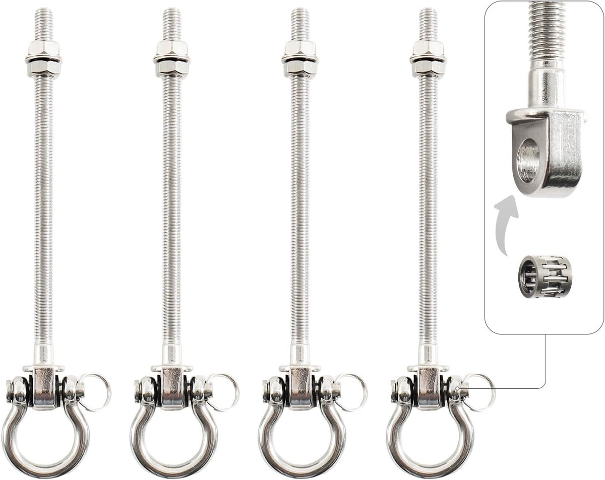 Plafondhaak hangstoel - Zilver - 4 stuks - Roestvrijstalen schommelhaken met lagers - Voor hangmat en schommel