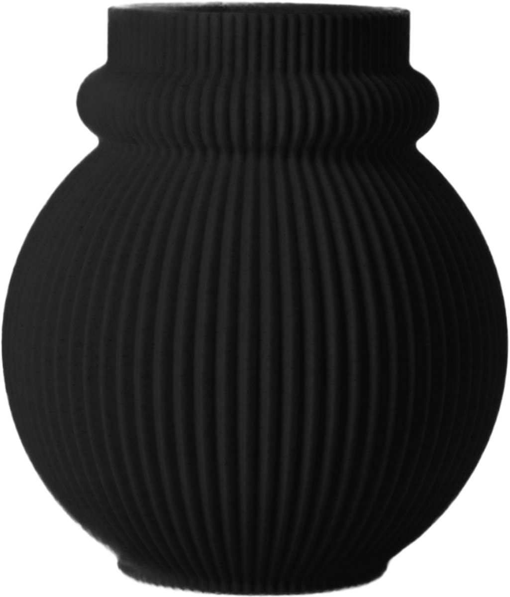 Layvo Karin Vaas - Zwart - 20 cm - droogbloemen vaas - organische vaas - gerecycled plastic