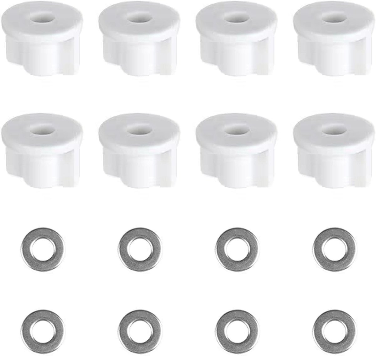 Dailygoods- WC Bril Bevestiging 8-delige Set - Bevestigingsset - Vervangingshardware - Rugmoeren - Schuifjes - Duurzaam Roestvrij Staal - Toiletbevest