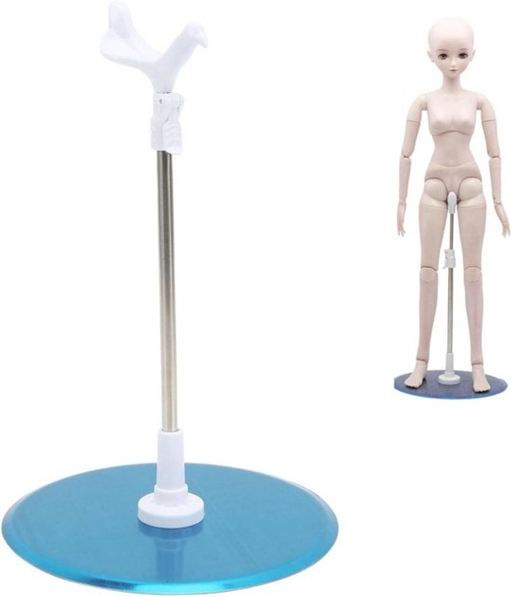Poppenstandaard - Displaystandaard Actiefiguurhouder - Poppen Presenteren - Verstelbare Hoogte - 23-38 cm - Blauw