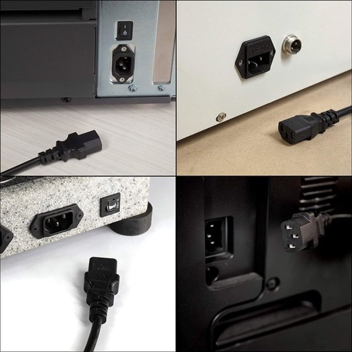 Netsnoer Vervanging - Stroomkabel Adapter - Apparaat Voeden - Overspanningsbeveiliging - Universeel - Zwart