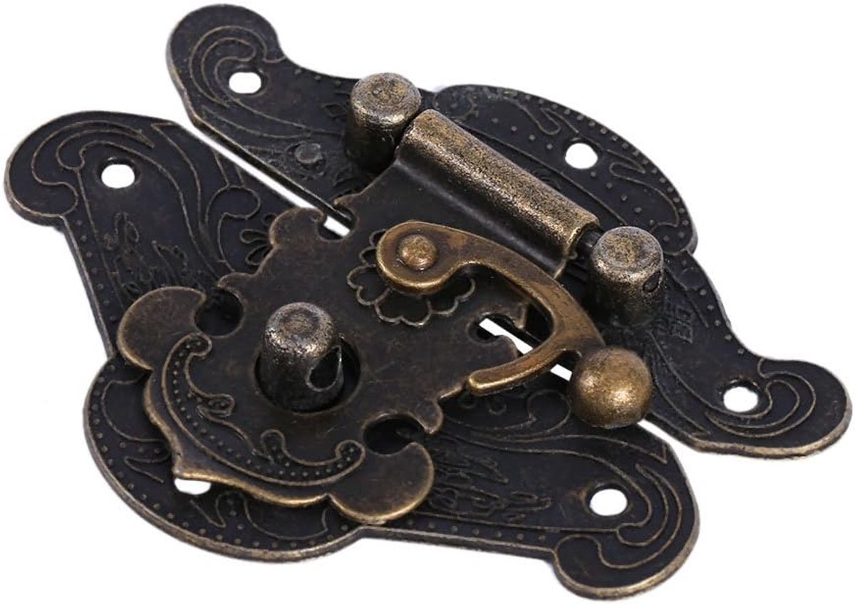 Dailygoods- Hasp Antiek Design - Kast Box Lock - Zinklegering - Brons - Eenvoudig te Installeren - Geschikt voor Houten Kisten - Kastslot