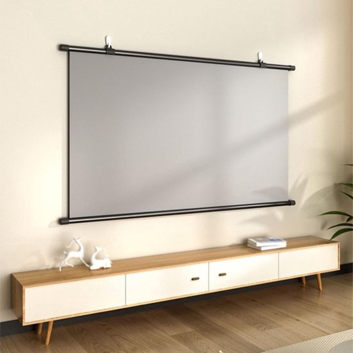Projectiescherm - Oprolbaar scherm - Thuisbioscoop creëren - Kreukvrij PVC materiaal - 60 inch - Wit