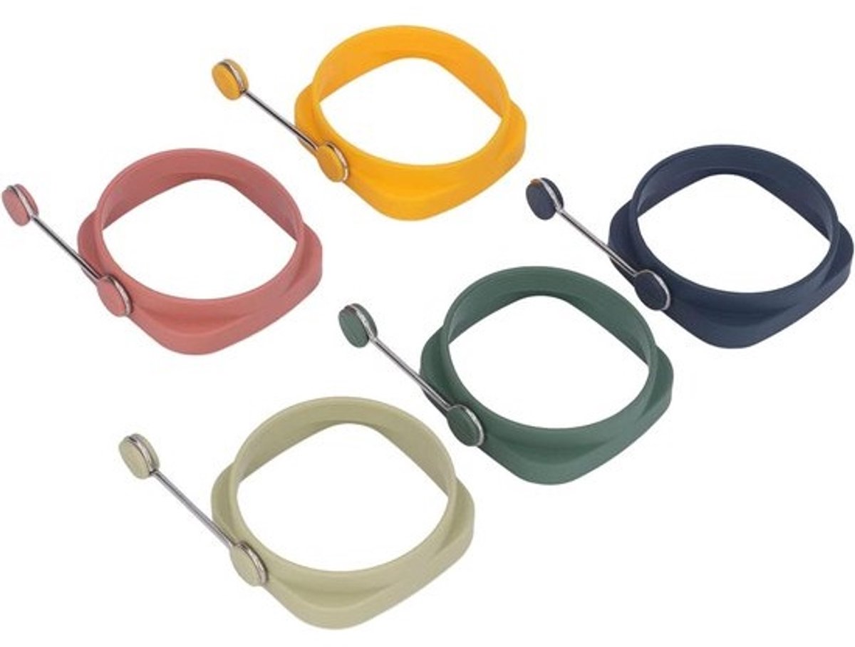 Eierringen Set - Omeletvormen - Ontbijt Maken - Met Handvat - 5 Stuks - Multicolor