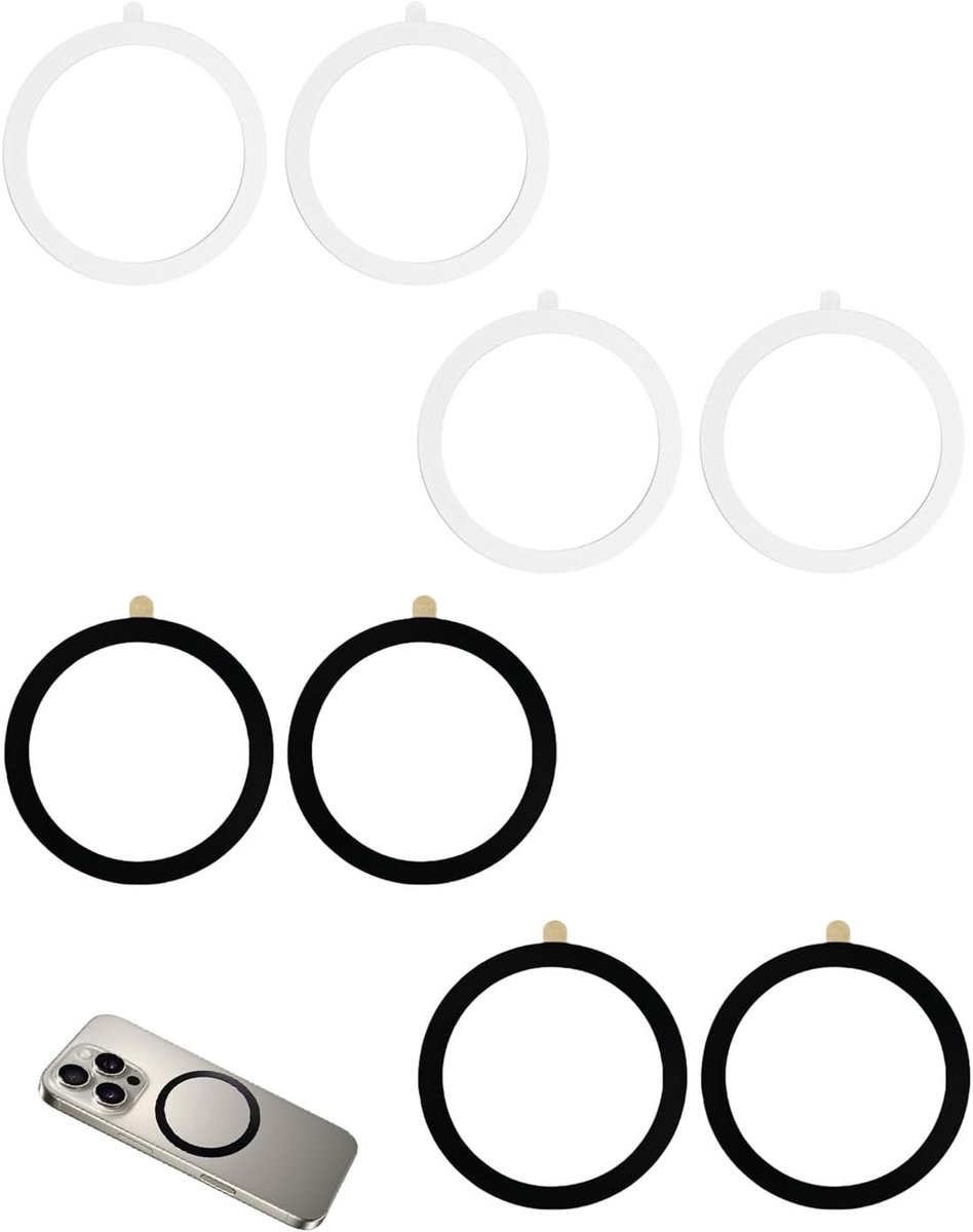 ring voor mobiele telefoon, magnetische celsticker, metalen ring voor mobiele telefoon met 8 compatibele metalen ringen (2 kleuren)