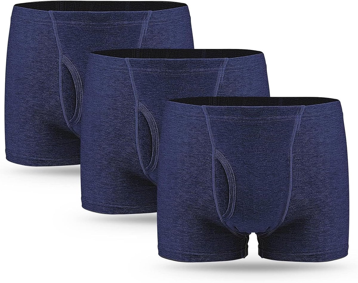 3-delige set heren incontinentiebroeken Katoenen wasbare, herbruikbare en lekbestendige incontinentiebroeken voor heren met absorberend kussen 300 ML urinevolume blauw maat S