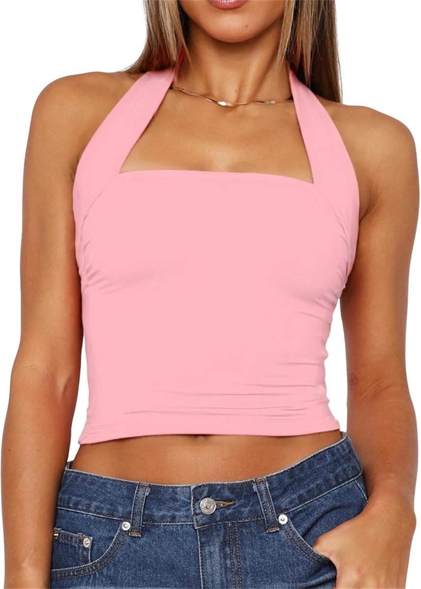 nekhouder rugvrije crop top mouwloos sexy Y2K tank rug slim fit tops