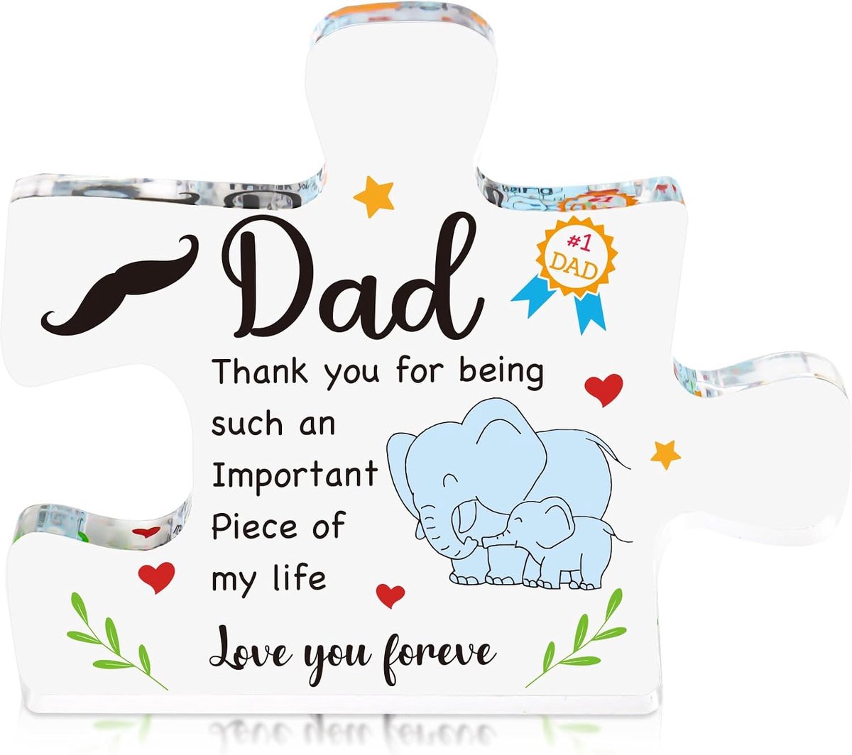 geschenken acryl plaquette - Vaderdag papa geschenken verjaardagscadeau van zoon dochter voor stiefvader gepersonaliseerde puzzel vormige acryl plaquette woondecoratie