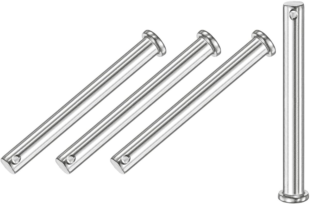 METERXITY 4 stuks vorkpennen met platte kop, M10 x 110 mm, roestvrij staal 304, voor mechanische verbinding/vaste onderdelen/schepen, herbruikbare scharnierpennen