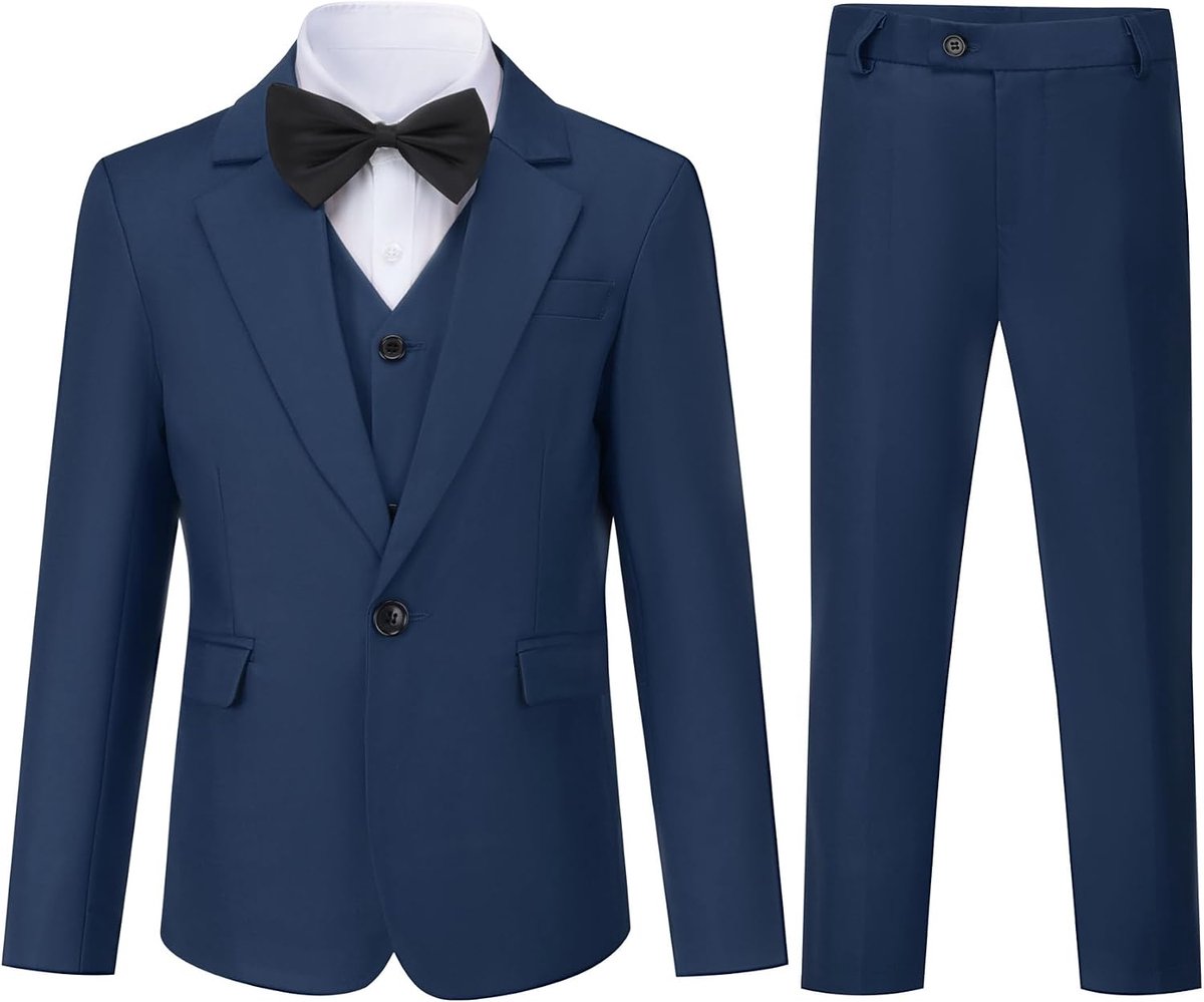 Jongens 3 stuks pak met één knoop revers kraag pak bruiloft verjaardag party prom performance pak blazer vest broek meerkleurig