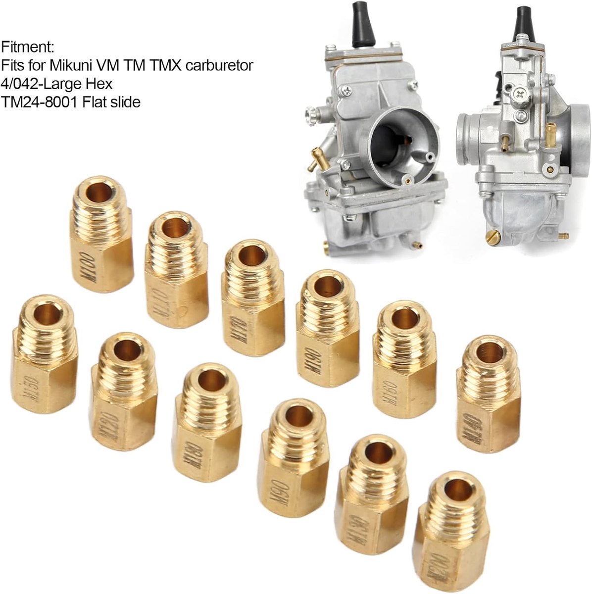 90-200, Metaal Goud 12-delig Carburateur Hoofdsproeier Kit Stevige Carb Nozzles voor Mikuni VM TM TMX