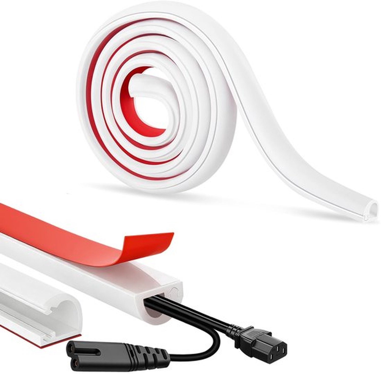 Kabelgoot, Tv Kabelgoten, Kabelgoot Voor Elektrische Kabels, 3m, Zelfklevende Kabelgoot, Kabels Aan De Muur Verbergen, Kabelgoot Voor Het Wegwerken Van Losse Tv-Kabels, Wit