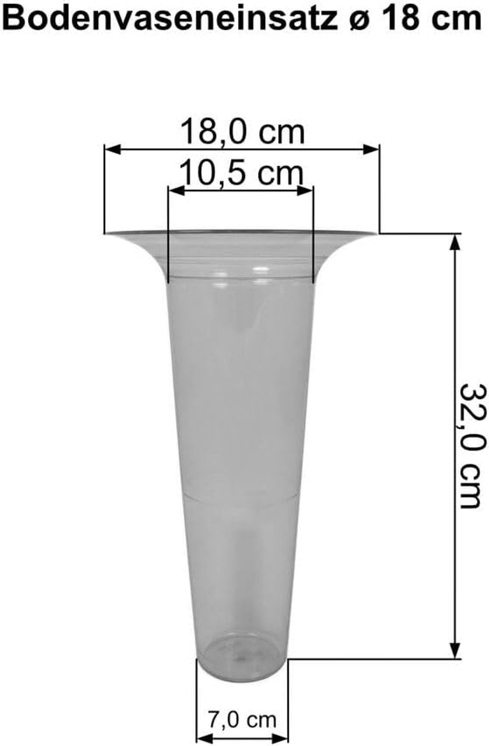Bodenvaseneinsatz h 32 cm - topas/transparent - ø boven 18,5 cm, ø onder 7 cm - ideaal voor planten - m-winkel