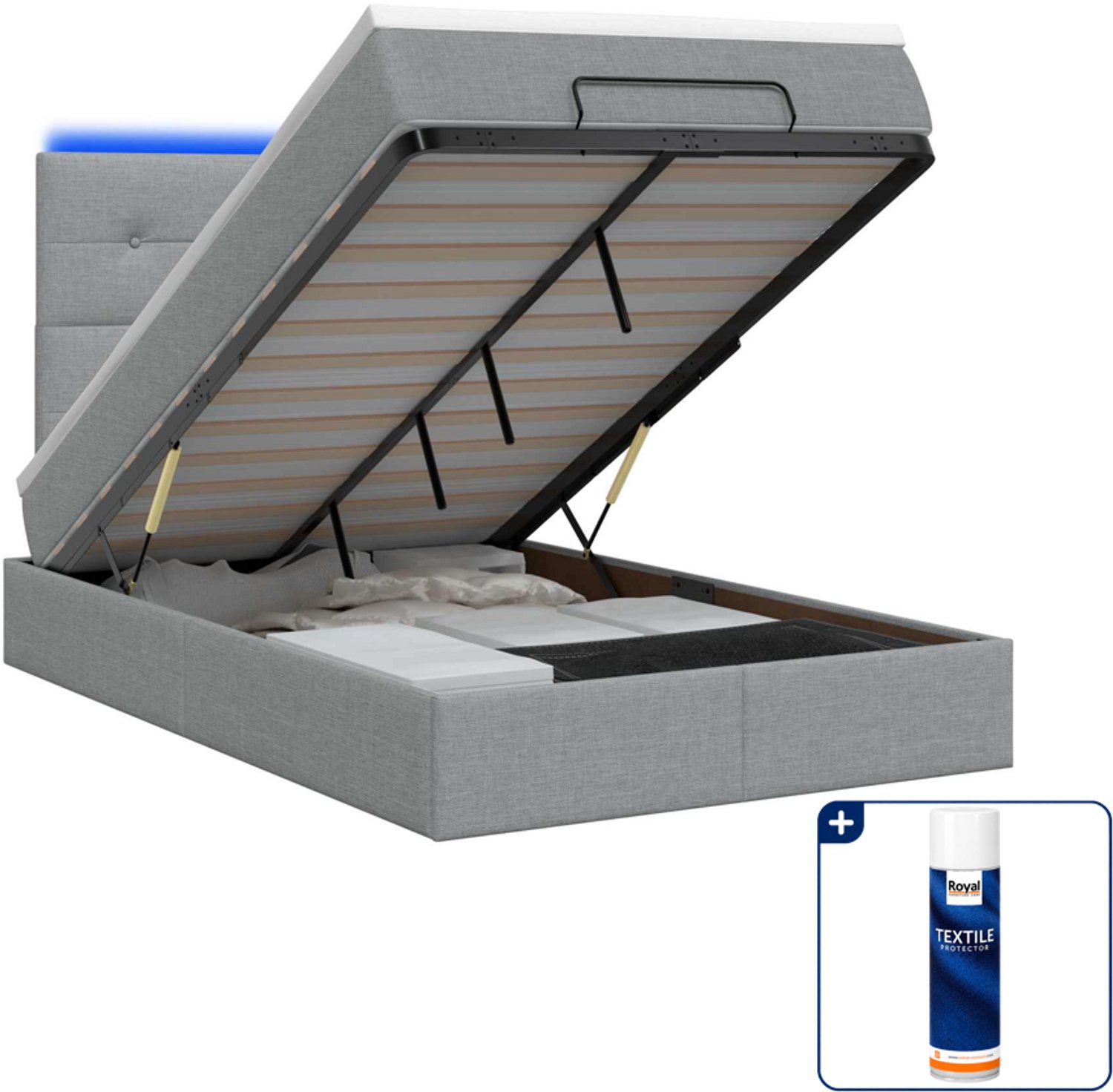 vidaXL ottoman bed - 120 x 200 cm - lichtgrijs - Inclusief textielbeschermer 500 ml