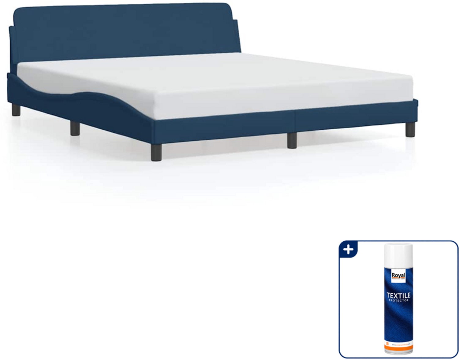 vidaXL Kingsize bedframe Dover - 180 x 200 cm - blauw - Inclusief textielbeschermer 500 ml