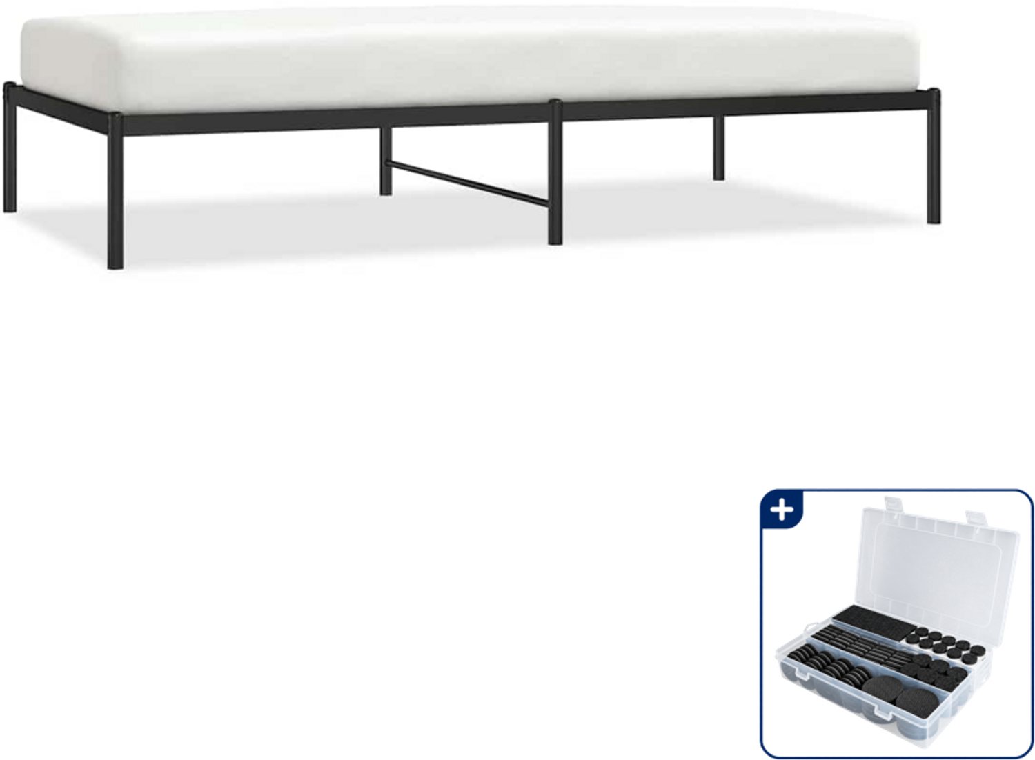vidaXL bedframe - 100 x 190 cm - staal - zwart - Inclusief antikrasvilt 177-delig