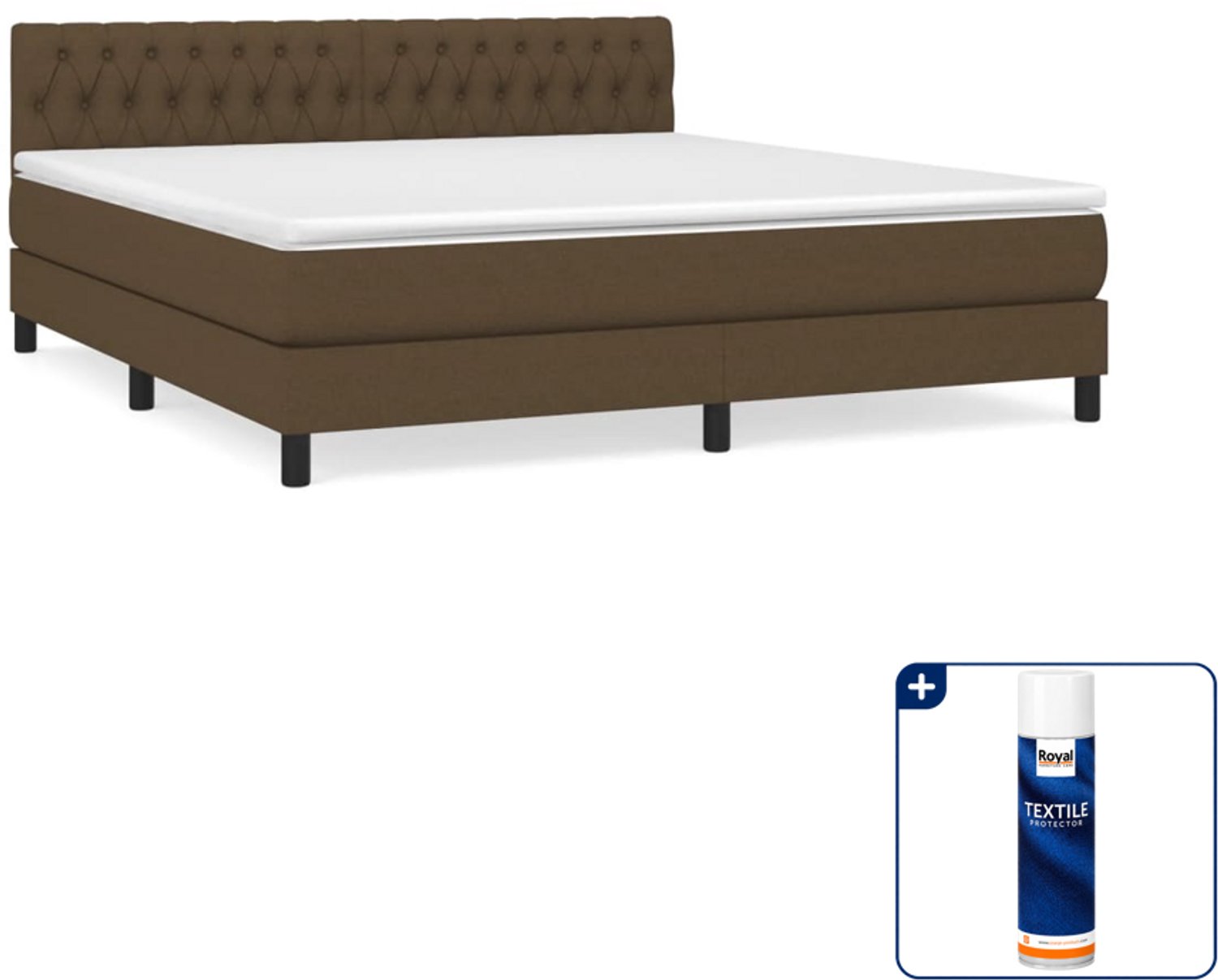 vidaXL boxspring Kingsize - 180 x 200 cm - donkerbruin - Inclusief textielbeschermer 500 ml