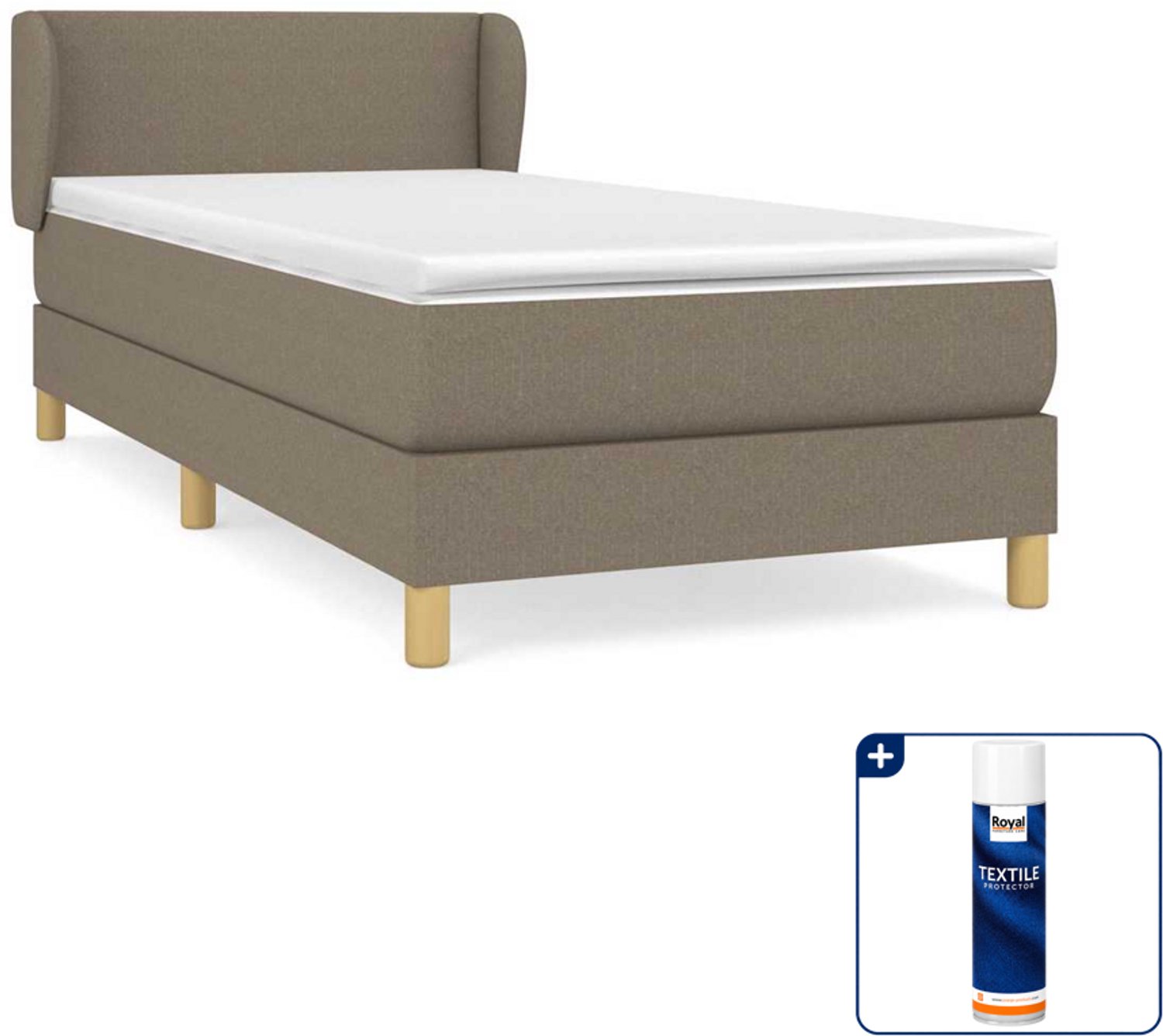 vidaXL boxspring met matras 100 x 200 cm - stof - taupe - Inclusief textielbeschermer 500 ml