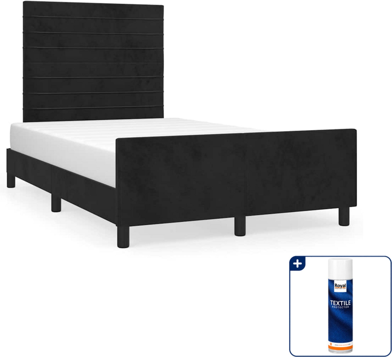 vidaXL bedframe - 120 x 200 cm - fluweel - zwart - Inclusief textielbeschermer 500 ml