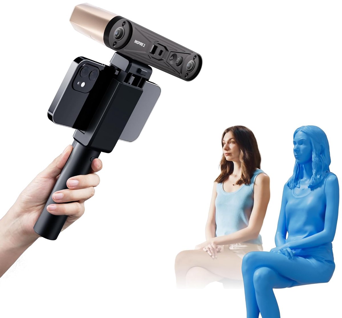 Revopoint INSPIRE 2 3D Scanner for 3D Printing, Dual Mode Structured Light & Laser, Up to 0.03mm Precision, Outdoor - ShopVlot
