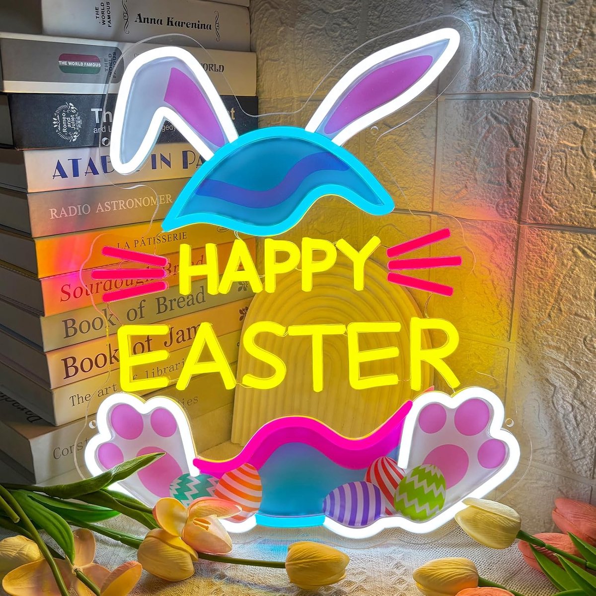 Happy Easter Neon Sign Dimmable Bunny Led Neon Light for Wall Decoration - ShopVlot