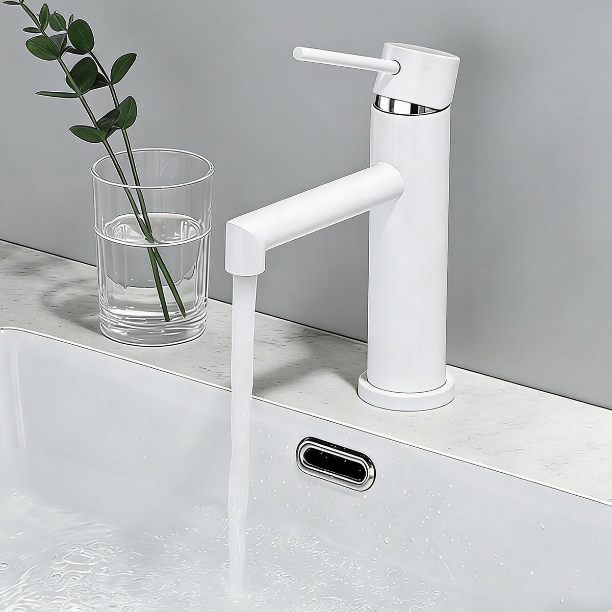 ONECE Wastafelkraan Wit, Waterkraan Badkamer Eengreepsmengkraan - ShopVlot