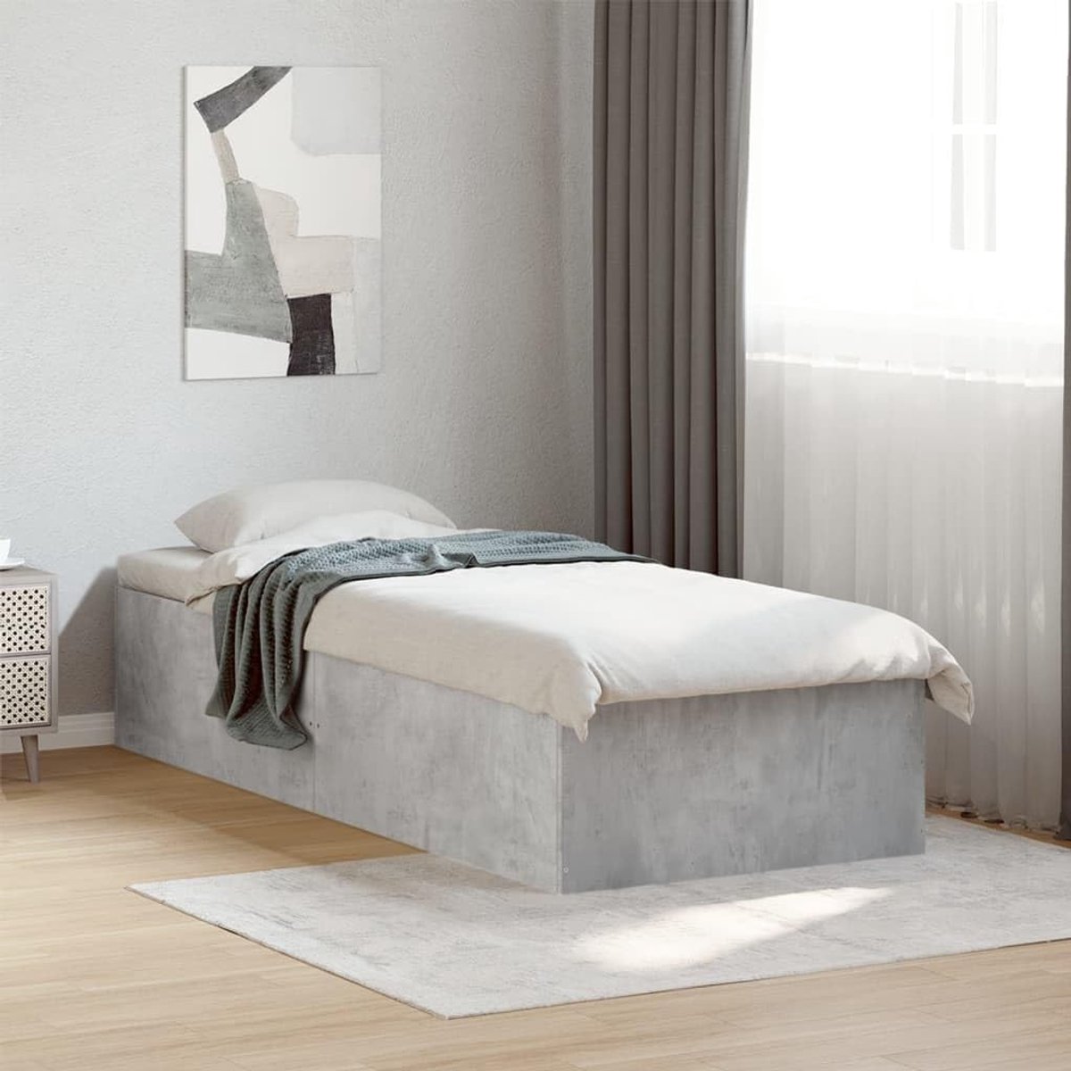 Hout lattenbodem modern design betongrijs 100x200 cm