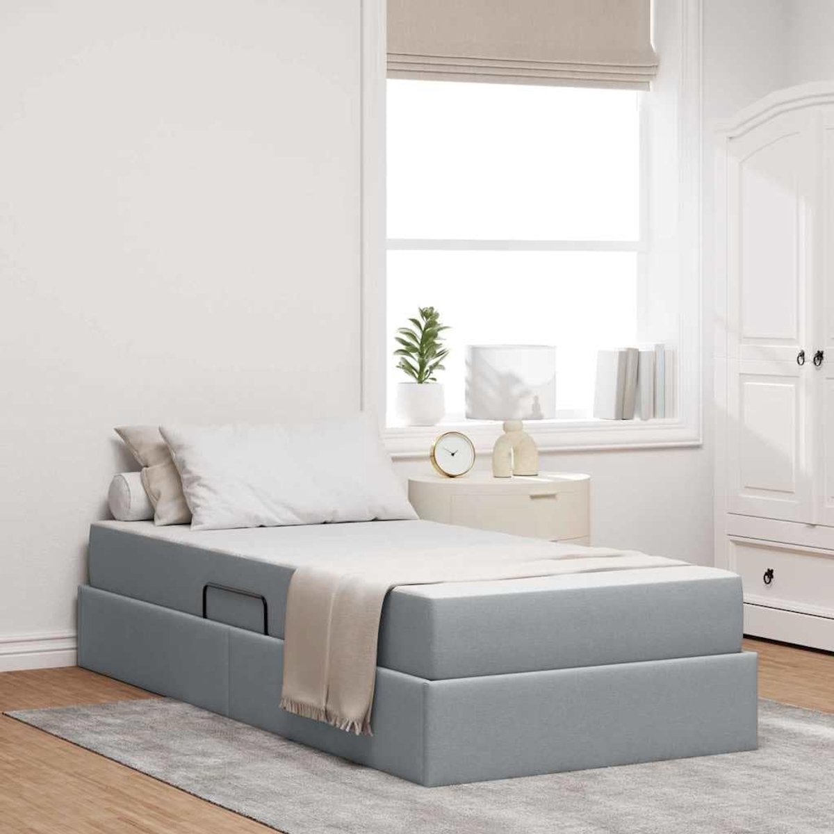 Matras met opbergruimte modern design 100 x 200 cm Lichtgrijs