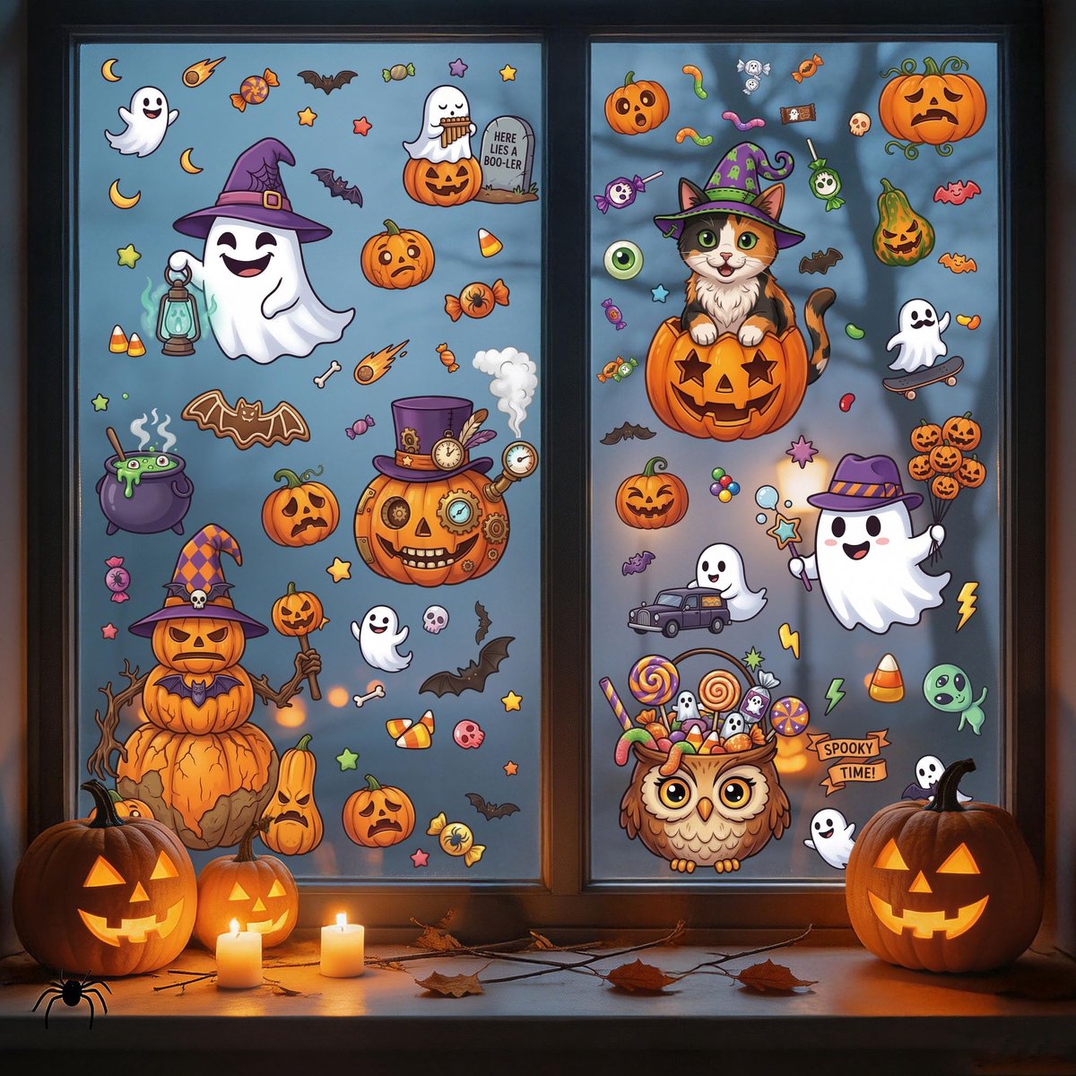 Joeyan Halloween Raamstickers voor Glas, 6 Vellen Dubbelzijdig Raamfolie - ShopVlot