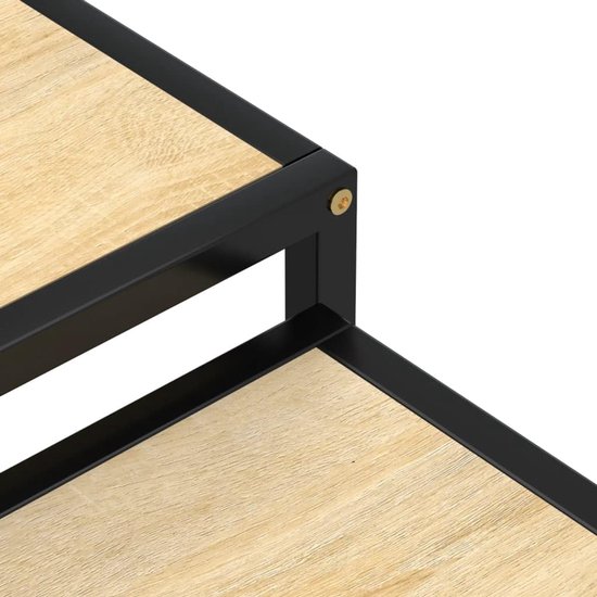 Bijzettafels in industriële stijl, 2 stuks, van MDF en gepoedercoat staal, veelzijdig te gebruiken als salontafel of opbergtafel, robuust tafelblad, onderhoudsvriendelijk met vochtig — afbeelding 5