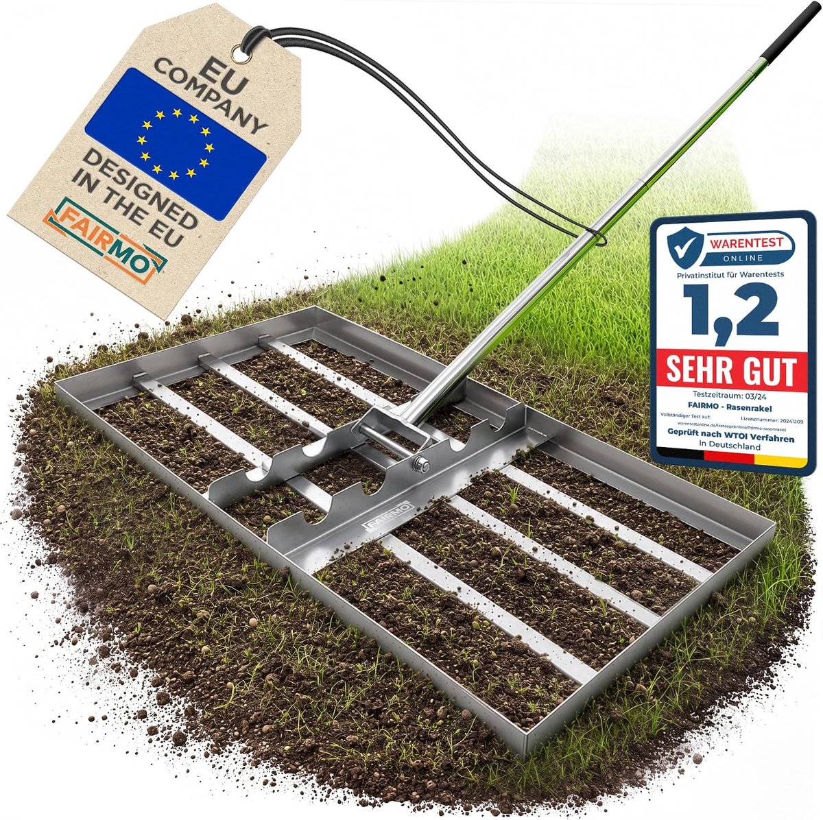 Lawn Leveler - 75 x 35cm - RVS - Heavy Duty Tuinrak voor Efficiënte Grondverdeling - ShopVlot