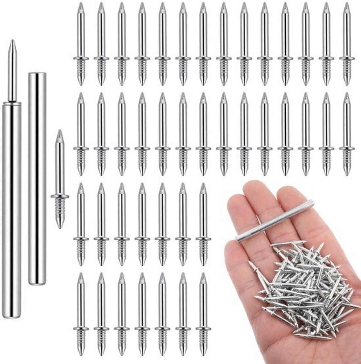 Dubbele plintspijkers - Naadloze nagels - Voor woondecoratie - Dubbelzijdige sokkel - 26 cm lang - Zilver